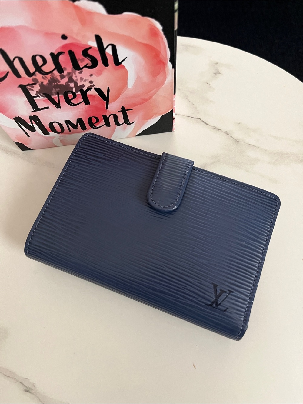 Louis Vuitton Navy Blue Epi Leather Snap Wallet